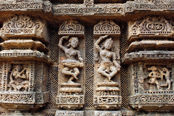 Sculptures of the Temple of the Sun in Konark. India 