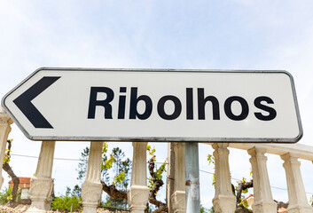 traffic signpost pointing the way to Ribolhos, Castro Daire, district of Viseu, Portugal - obrazy, fototapety, plakaty