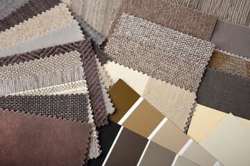 closeup of upholstery fabric palette choice for interior