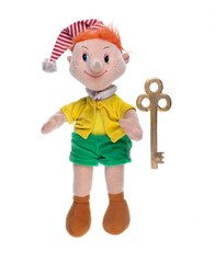 soft toy Pinocchio isolated on white background