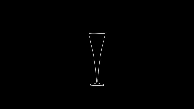 white linear goblet silhouette. the picture appears and disappears on a black background.
