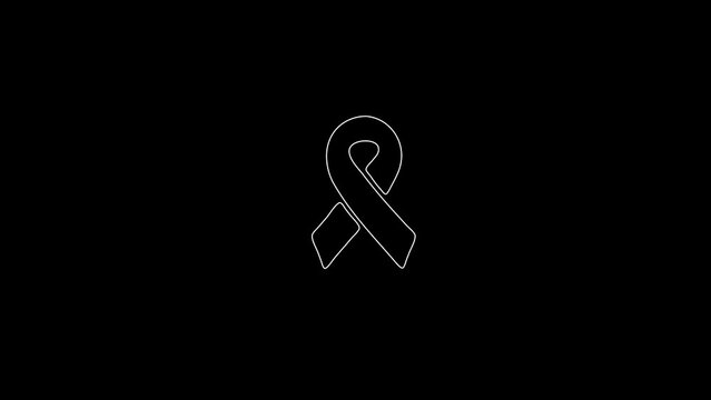white linear ribbon silhouette. the picture appears and disappears on a black background.
