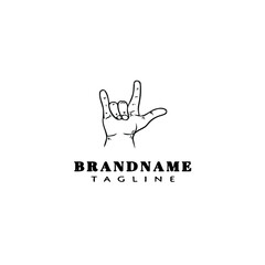 heavy metal hand gesture logo icon design template vector illustration