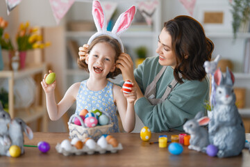 family preparing for Easter