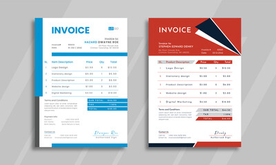 Business Invoice template for receipt cash memo form money bill payment agreement template design 