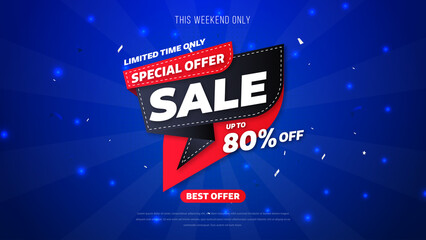 Sale banner template design with geometric background , Big sale special offer up to 80% off. Super Sale, end of season special offer banner. vector illustration.