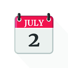 Fototapeta premium July 2. Calendar on white background.