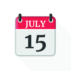 Fototapeta premium July 15. Calendar on white background.