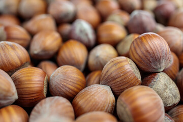 Hazelnuts close up