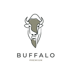 Buffalo head lineart illustration logo © Ricky