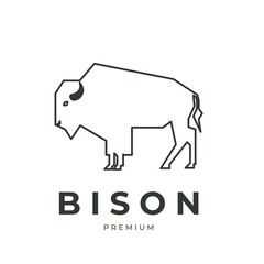Strong bison lineart illustration logo