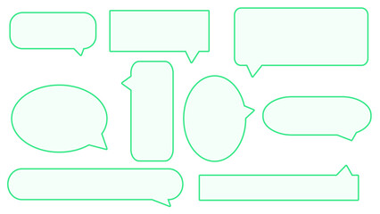 Obraz premium set of blank green speech bubble, conversation box, chat box, speak balloon, thinking balloon, border frame on white background