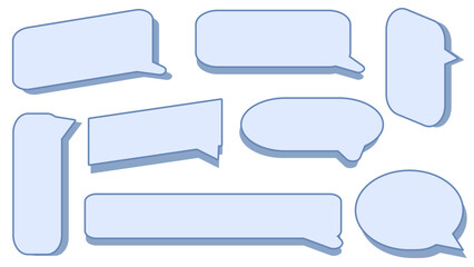 Fototapeta premium set of the blank blue speech bubble, conversation box, chat box, speak balloon, thinking balloon on white background
