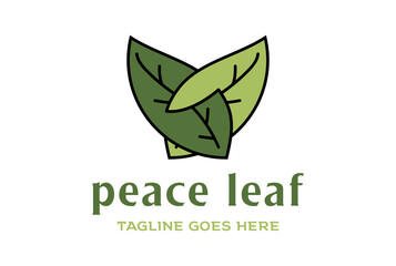 Nature Green Hand Leaf with Handshake Shape for Peace Deal Environment Herb Logo Design Vector