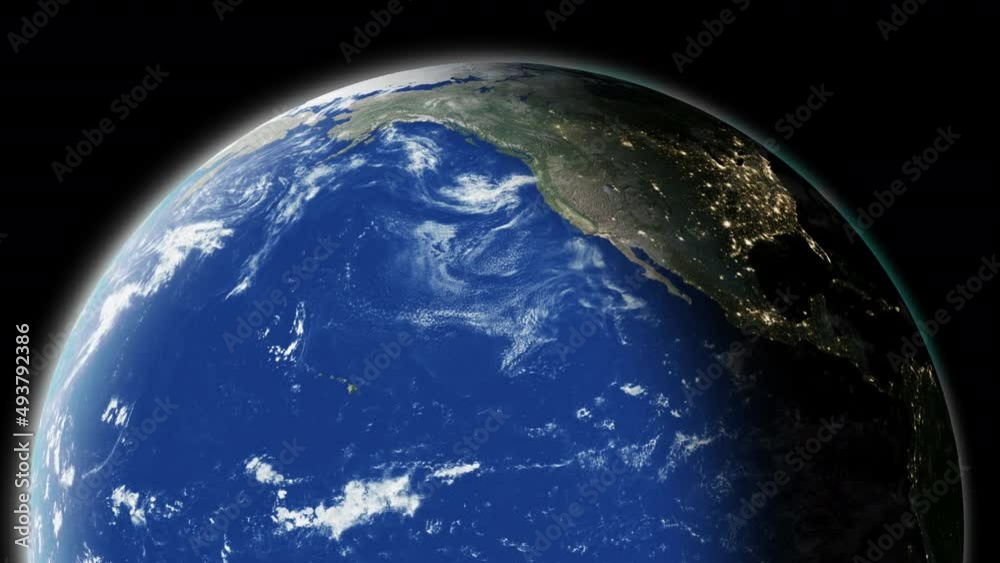 Poster planet earth rotation - computer generated animation. night to day change. realistic world globe mov