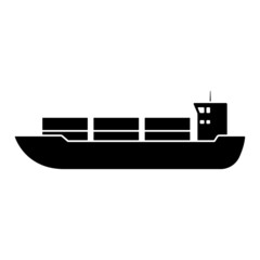 Ship icon. Black silhouette. Side view. Vector simple flat graphic illustration. Isolated object on a white background. Isolate.