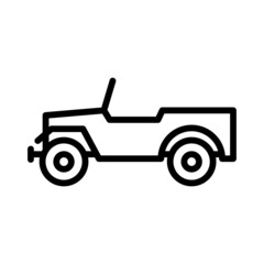 SUV icon. Off-road vehicle. Black contour linear silhouette. Side view. Vector simple flat graphic illustration. Isolated object on a white background. Isolate.