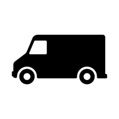 Van icon. Small freight transport. Black silhouette. Side view. Vector simple flat graphic illustration. Isolated object on a white background. Isolate.