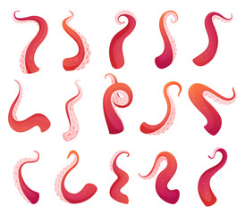 Collection octopus tentacles different shape vector sea squid creature underwater monster © Aleksandr