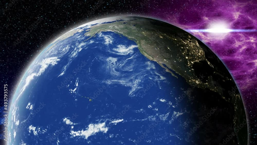 Sticker planet earth rotation - computer generated animation. night to day change. realistic world globe mov