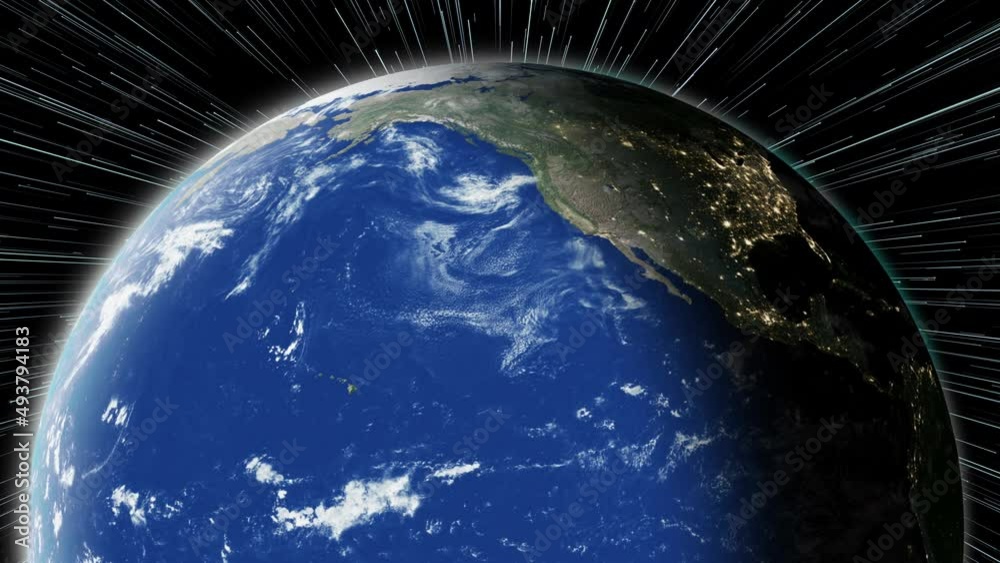 Wall mural planet earth rotation - computer generated animation. night to day change. realistic world globe mov