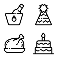 Celebration Flat Icon Set Isolated On White Background