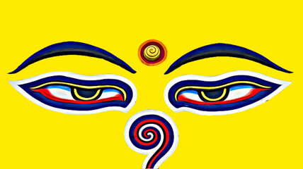 Buddha eyes illustration art. illustration of Buddha‘s Eyes. They represent Wisdom and Compassion.