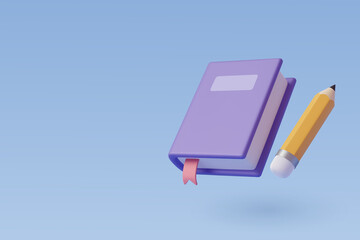 3d Book with Pencil icon for web design isolated, Education and online class concept. © Kannapat