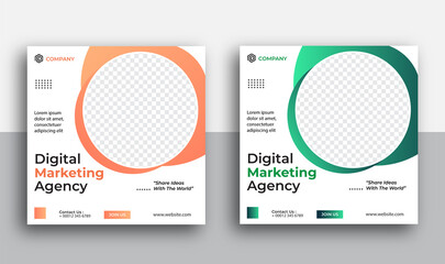 Professional Digital Marketing Agency social media post banner template set,Corporate social media banner