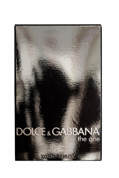 Kharkiv, Ukraine - 07 june 2021: luxury perfume Dolce and Gabbana the one for men product isolated on white background. illustrative editorial