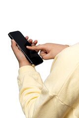 Asian child holding and using a smart device