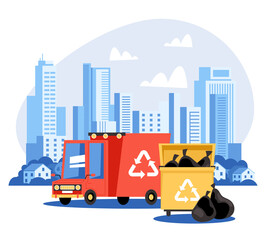 Fototapeta na wymiar Recycling car garbage graphic design element illustration