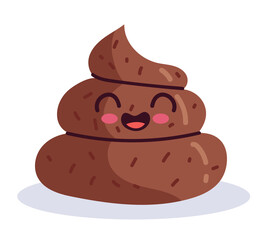 Happy poop character vector flat cartoon graphic design element illustration