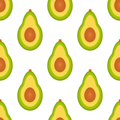 Avocado. Half. Tropical fruit. Color seamless pattern.