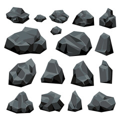 Coal mine stone rock isolated design element illustration set