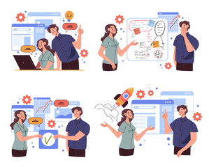 Business finance strategy investment development start up analysis infographic abstract illustration graphic design set collection