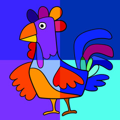Colorful bird decorative hand drawn vector illustration.