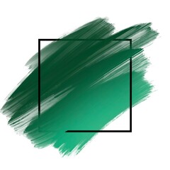 Brush paint green and black square frame with white background, concept artwork, wallpaper, card, ink, paper, banner, logo