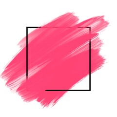 Brush paint fresh pink and black square frame with white background, concept artwork, wallpaper, card, ink, paper, banner, logo, colorful, summer