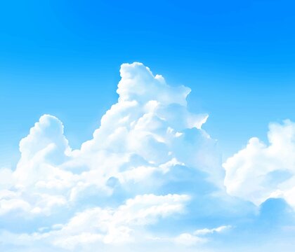 入道雲のある青空の美しい初夏のイメージフレーム背景素材
