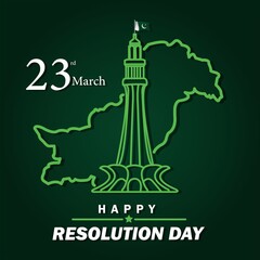 23 March Pakistan Resolution Day poster.  Vector Illustration.