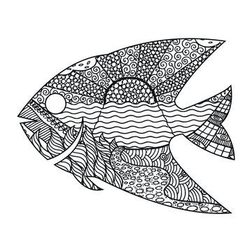Mandala Fish coloring page for kids