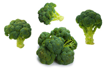 Fresh tasty broccoli isolated on white background.