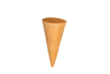 Waffle cone isolated on white background.