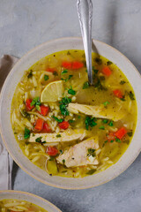 Chicken lemon orzo soup. style hugge