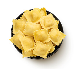 Ravioli isolated on white background, top view