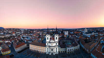 Fototapeta na wymiar Aerial view of Minorite Church of St. Anthony of Padua in Eger, Hungary