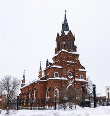 Catholic Church of the Holy Rosary of the Virgin Mary in the snow