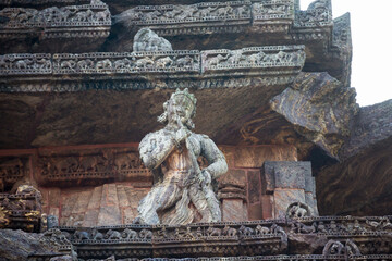 Statues of figures playing musical instruments at the 800 year old Sun Temple Complex, Konark,...