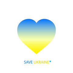 Ukraine sign gradient heart. Vector isolated on white background. Concept of freedom. Symbol of love - blue and yellow color